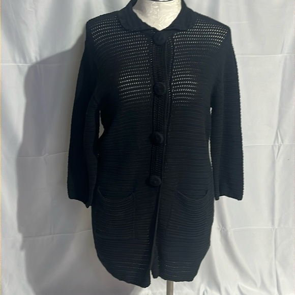 Chico’s womens black snap up knit cardigan sweater . - Picture 1 of 12